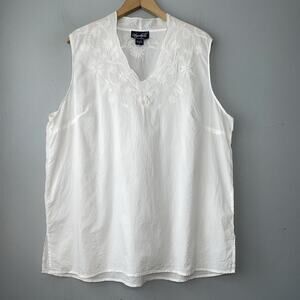 Angelique Sleeveless White Beaded Embroidered Top Plus Size 1X Romantic Angel